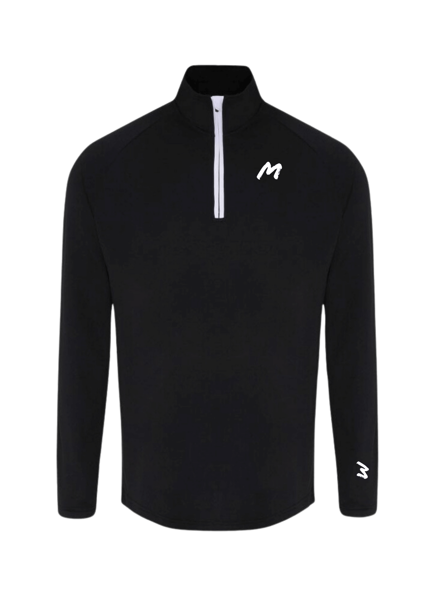 1/4 Zip Black Long Sleeve Top