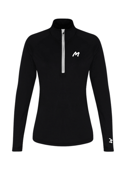 1/4 Zip Black Long Sleeve Top